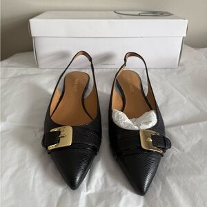Nine West Black Flats with Gold Buckle